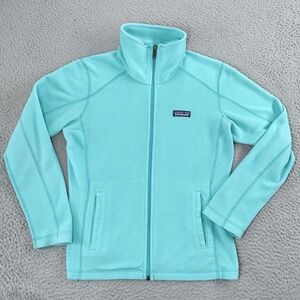 Patagonia Fleece Jacket Womens Small Aqua Blue Full Zip Stand Collar Warm 25415